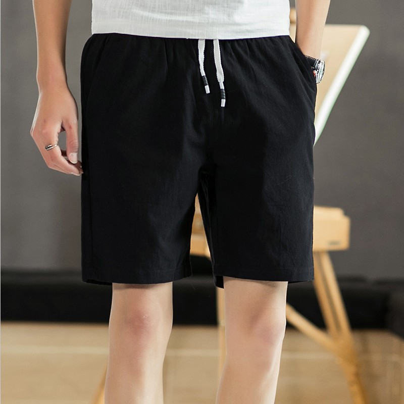Short Linen Drawstring - Calças curtas masculinas, comprimento ideal, calças