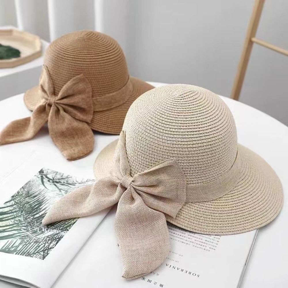 Casual palha chapéu com aba la - Bucket Hat Straw avaliação e preço