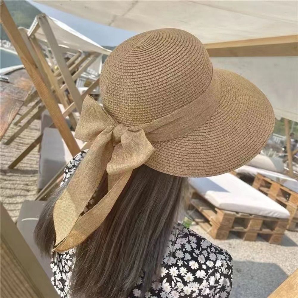 Casual palha chapéu com aba la - Bucket Hat Straw avaliação e preço