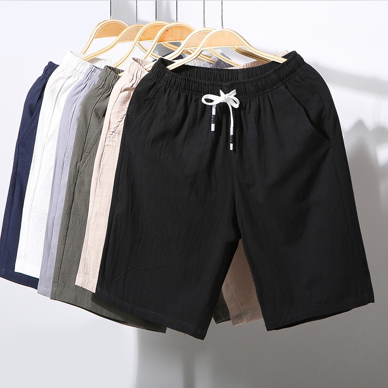 Calças curtas masculinas, comp - Short Linen Drawstring avaliação e preço