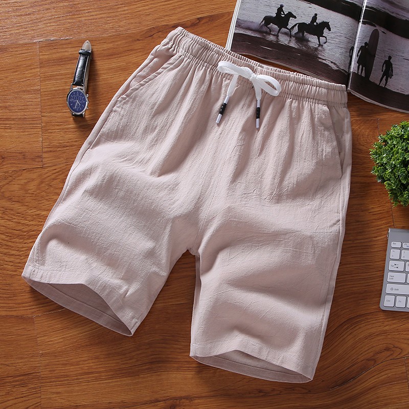 Calças curtas masculinas, comp - Short Linen Drawstring avaliação e preço