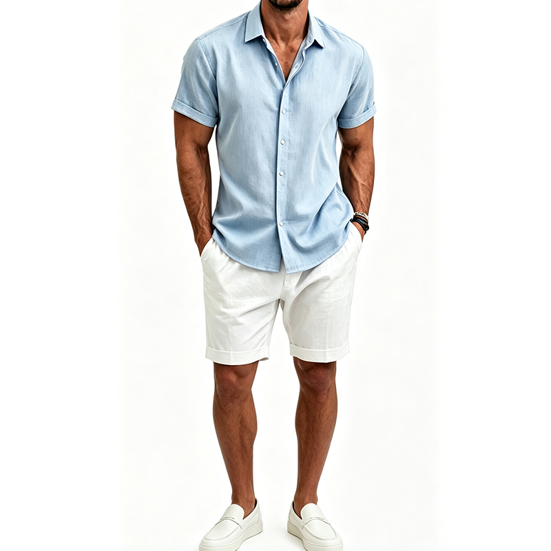 Conjunto de camisa e shorts de - Short Linen Drawstring avaliação e preço