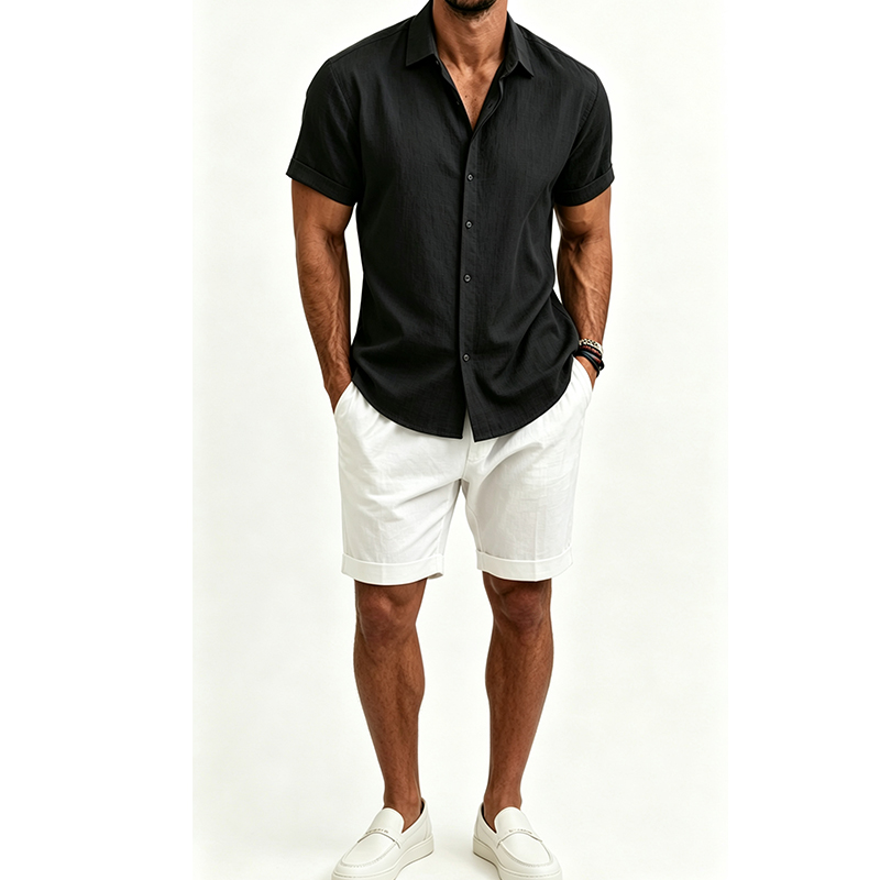 Conjunto de camisa e shorts de - Short Linen Drawstring avaliação e preço